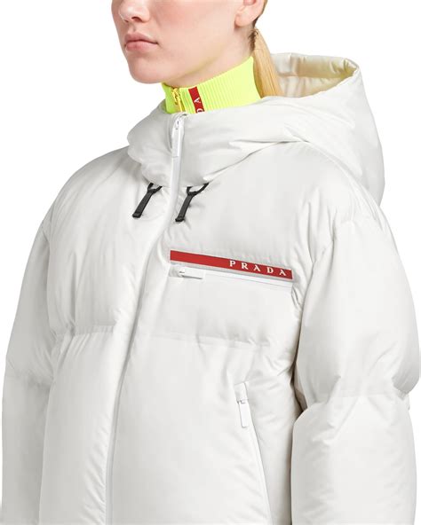 prada white down jacket|prada re nylon puffer jacket.